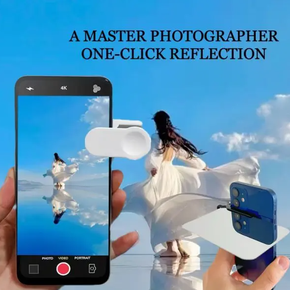 Adjustable Smartphone Camera Reflection Mirror Clip – Portable Phone Camera Mirror Attachment for Travel, Vlog, Selfie & Creative Reflection Photography